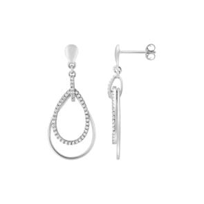 Ohrringe 925 Silber rhodiniert mit Zirkonia, Tropfen