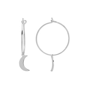 Ohrringe 925 Silber rhodiniert Ø 20mm, Mond