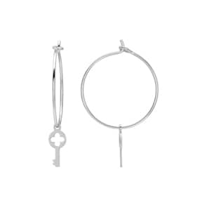 Ohrringe 925 Silber rhodiniert Ø 20mm, Schlüssel