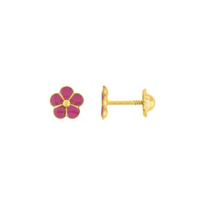 Ohrstecker 375/9 K Gelbgold Blumen lackiert