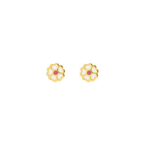 Ohrstecker 375/9 K Gelbgold Blumen lackiert