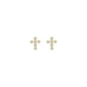 Clous d'oreilles or jaune 375/9 ct Croix avec zircones