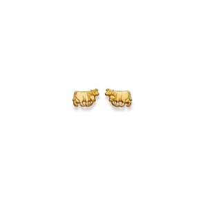 Stud Earrings 375/9 K Yellow Gold, Cow
