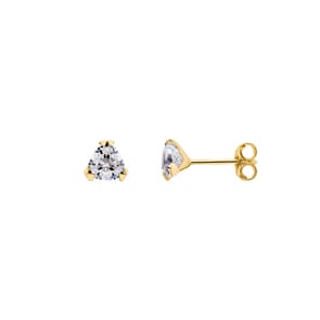 Stud Earrings 375/9 K Yellow Gold with Cubic Zirconia Triangle