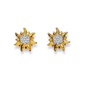 Clous d'oreilles or bicolore 750/18 ct, Edelweiss