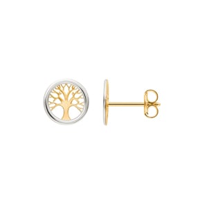 Ohrstecker 750/18 K Gelb-/ Weissgold, Lebensbaum