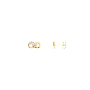 Clous d'oreilles or bicolore 750/18 ct avec diamants 0.01ct. H/p1