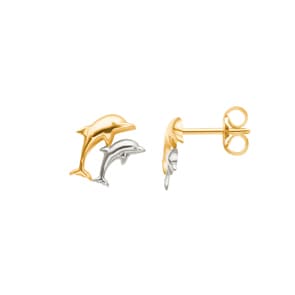 Ohrstecker 750/18 K Gelbgold bicolor, Delfin