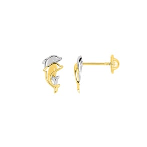 Ohrstecker 750/18 K Gelbgold bicolor Delfine