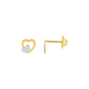 Ohrstecker 750/18 K Gelbgold bicolor Herzen