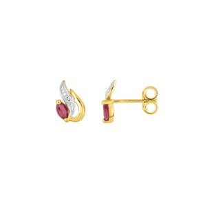 Ohrstecker 750/18 K Gelbgold bicolor mit Rubinen