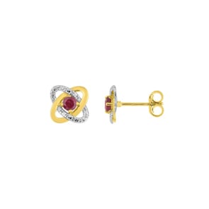 Ohrstecker 750/18 K Gelbgold bicolor mit Rubinen