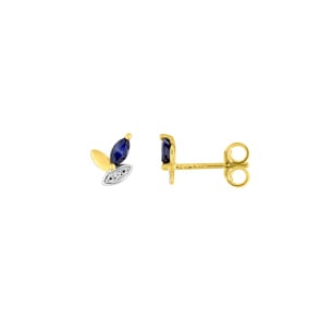 Ohrstecker 750/18 K Gelbgold bicolor mit Saphir & Zirkonia