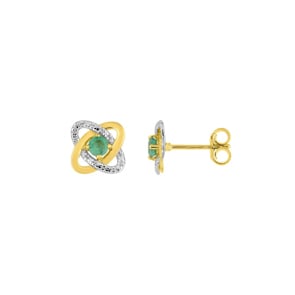 Ohrstecker 750/18 K Gelbgold bicolor mit Smaragden