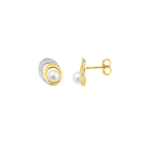 Ohrstecker 750/18 K Gelbgold bicolor mit Süsswasserzuchtperlen