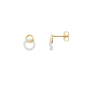 Ohrstecker 750/18 K Gelbgold bicolor mit Zirkonia