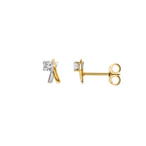 Ohrstecker 750/18 K Gelbgold bicolor mit Zirkonia