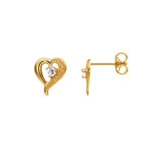 Ohrstecker 750/18 K Gelbgold bicolor mit Zirkonia, Herz