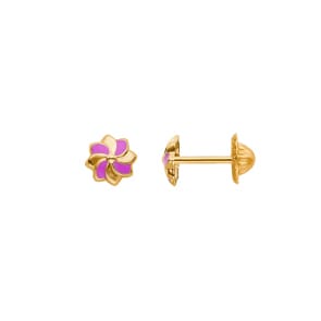 Ohrstecker 750/18 K Gelbgold Blumen lackiert