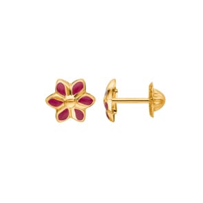 Ohrstecker 750/18 K Gelbgold Blumen lackiert