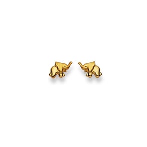 Stud Earrings 750/18 K Yellow Gold, Elephant