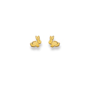 Stud Earrings 750/18 K Yellow Gold, Rabbit