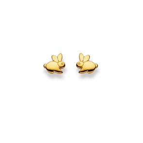Stud Earrings 750/18 K Yellow Gold, Rabbit