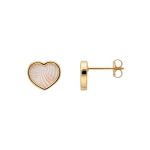 Ohrstecker 750/18 K Gelbgold Herz mit Perlmutt