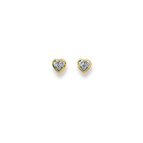 Ohrstecker 750/18 K Gelbgold, Herz mit Zirkonia