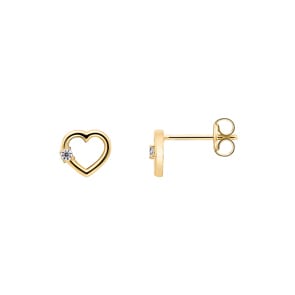 Ohrstecker 750/18 K Gelbgold Herz mit Zirkonia
