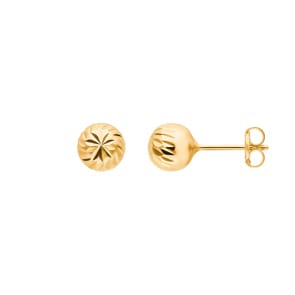 Clous d'oreilles or jaune 750/18 ct creux Ø 6mm, Balle