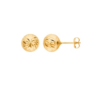 Clous d'oreilles or jaune 750/18 ct creux Ø 8mm, Balle
