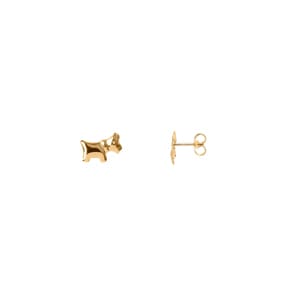 Clous d'oreilles or jaune 750/18 ct, Chiens