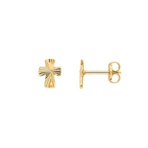 Ohrstecker 750/18 K Gelbgold, Kreuz