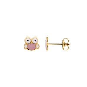 Ohrstecker 750/18 K Gelbgold lackiert, Eule