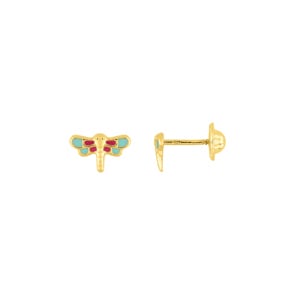 Ohrstecker 750/18 K Gelbgold Libelle lackiert