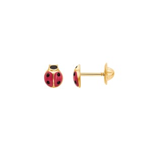 Ohrstecker 750/18 K Gelbgold Marienkäfer mit rotem Lack