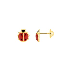 Ohrstecker 750/18 K Gelbgold Marienkäfer mit rotem Lack