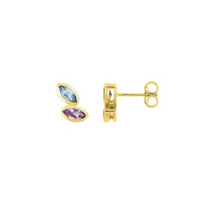Ohrstecker 750/18 K Gelbgold mit Amethyst & Blautopas