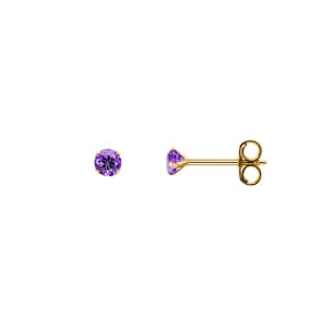 Ohrstecker 750/18 K Gelbgold mit Amethyst Ø 3mm