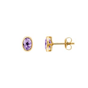 Ohrstecker 750/18 K Gelbgold mit Amethyst oval