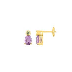 Ohrstecker 750/18 K Gelbgold mit Amethyst & Peridot