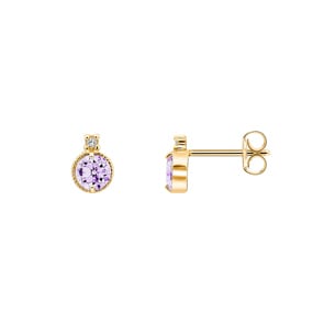 Ohrstecker 750/18 K Gelbgold mit Amethysten & Zirkonia
