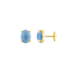 Ohrstecker 750/18 K Gelbgold mit Blautopas behandelt