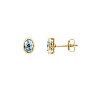 Ohrstecker 750/18 K Gelbgold mit Blautopas oval
