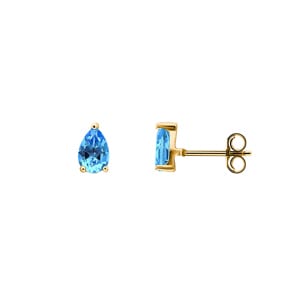 Ohrstecker 750/18 K Gelbgold mit Blautopas Tropfen