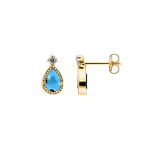 Ohrstecker 750/18 K Gelbgold mit Blautopas und Zirkonia