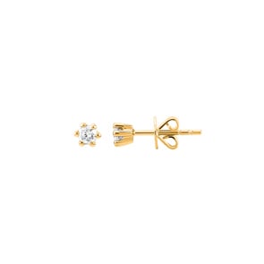 Clous d'oreilles or jaune 750/18 ct avec diamant 0.10 ct H/si
