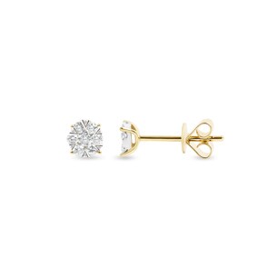 Clous d'oreilles or jaune 750/18 ct avec diamants 0.15 ct H/si