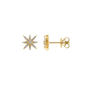 Ohrstecker 750/18 K Gelbgold mit Diamanten 0.17 ct H/si, Sterne